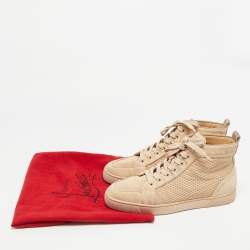 Pre Owned Christian Louboutin Rantus Orlato Size 41 Beige Suede High Top Sneakers