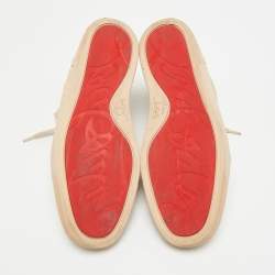 Pre Owned Christian Louboutin Rantus Orlato Size 41 Beige Suede High Top Sneakers
