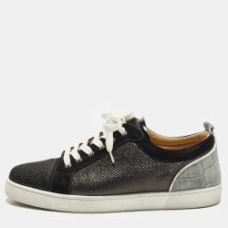 Pre Owned حذاء رياضي كريستيان لوبوتان لويس جونيور نسيج لوركس مزدوج اللون وشمواه مقاس 45