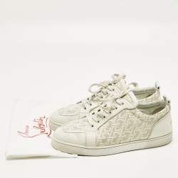 Pre Owned حذاء رياضي كريستيان لوبوتان لويس جونيور جلد أبيض بأربطة مقاس 42.5