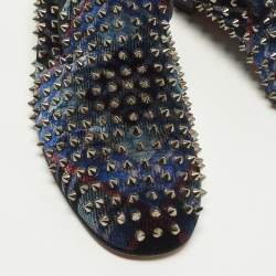 Pre Owned Christian Louboutin Dandelion Spikes Size 43.5 Black Velvet Smoking Slippers