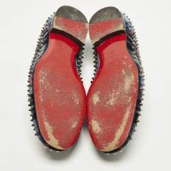 Pre Owned Christian Louboutin Dandelion Spikes Size 43.5 Black Velvet Smoking Slippers