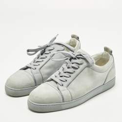 Pre Owned Christian Louboutin Louis Junior Size 45 Sky Blue Suede Low Top Sneakers