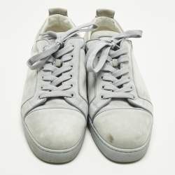 Pre Owned Christian Louboutin Louis Junior Size 45 Sky Blue Suede Low Top Sneakers