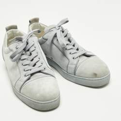 Pre Owned Christian Louboutin Louis Junior Size 45 Sky Blue Suede Low Top Sneakers