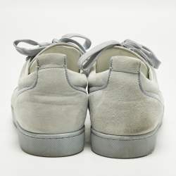 Pre Owned Christian Louboutin Louis Junior Size 45 Sky Blue Suede Low Top Sneakers