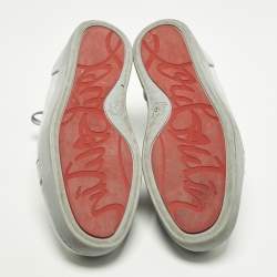 Pre Owned Christian Louboutin Louis Junior Size 45 Sky Blue Suede Low Top Sneakers