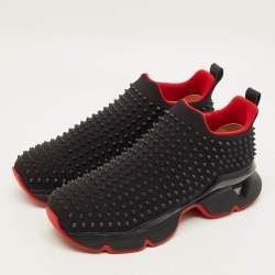 Pre Owned Christian Louboutin Spike sock Size 43 Black Neoprene Low Top Sneakers