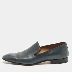مملوكة مسبقًا Christian Louboutin Dandelion Grosgrain Size 45 Blue Leather Loafers