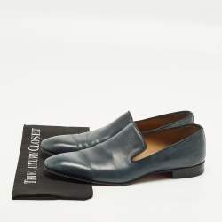 مملوكة مسبقًا Christian Louboutin Dandelion Grosgrain Size 45 Blue Leather Loafers