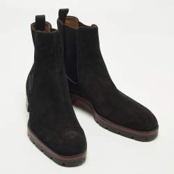 Pre Owned Christian Louboutin Size 43 Black Suede Chelsea Boots
