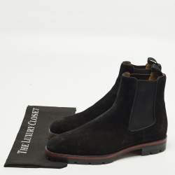 Pre Owned Christian Louboutin Size 43 Black Suede Chelsea Boots