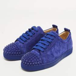 مملوكة مسبقًا حذاء رياضي كريستيان لوبوتان لويس جونيور سويدي أزرق كحلي مرصع مقاس 41.5