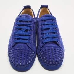 مملوكة مسبقًا حذاء رياضي كريستيان لوبوتان لويس جونيور سويدي أزرق كحلي مرصع مقاس 41.5