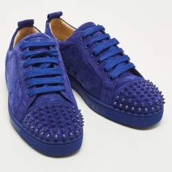 مملوكة مسبقًا حذاء رياضي كريستيان لوبوتان لويس جونيور سويدي أزرق كحلي مرصع مقاس 41.5