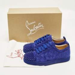 مملوكة مسبقًا حذاء رياضي كريستيان لوبوتان لويس جونيور سويدي أزرق كحلي مرصع مقاس 41.5