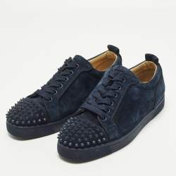 Pre Owned حذاء رياضي كريستيان لوبوتان لويس جونيور سبايكس سويدي أزرق بحري منخفض من أعلى مقاس 43