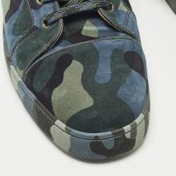 Pre Owned Christian Louboutin Size 44 Multicolor Camouflage Print Suede High Top Sneakers