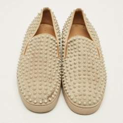 مملوكة مسبقًا حذاء رياضي سبايك كريستيان لوبوتان قماش أزرق مربعات دانديليون سهل الارتداء مقاس 41