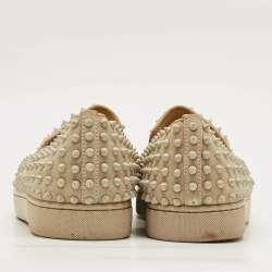 مملوكة مسبقًا حذاء رياضي سبايك كريستيان لوبوتان قماش أزرق مربعات دانديليون سهل الارتداء مقاس 41