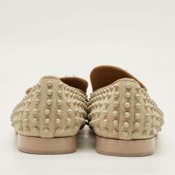 Pre Owned Christian Louboutin Dandelion Spikes Size 44 Black Suede Smoking Slippers