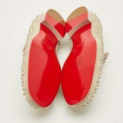 Pre Owned Christian Louboutin Dandelion Spikes Size 44 Black Suede Smoking Slippers