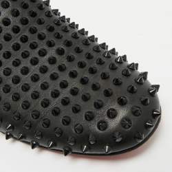 Pre Owned Christian Louboutin Dandelion Spikes Size 44 Black Leather Smoking Slippers