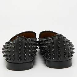 Pre Owned Christian Louboutin Dandelion Spikes Size 44 Black Leather Smoking Slippers