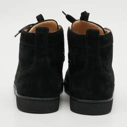 Pre Owned Christian Louboutin Lou Spikes Size 40 Black Suede High Top Sneakers