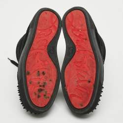 Pre Owned Christian Louboutin Lou Spikes Size 40 Black Suede High Top Sneakers