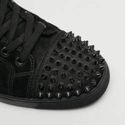 Pre Owned Christian Louboutin Lou Spikes Size 40 Black Suede High Top Sneakers