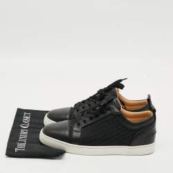 مملوكة مسبقًا حذاء رياضي كريستيان لوبوتان قماش أسود وجلد أربطة مقاس 41