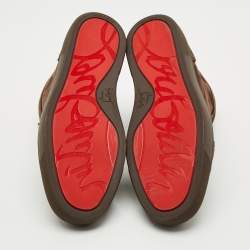 Pre Owned Christian Louboutin Louis Junior Orlato Size 42 Dark Brown Suede High Top Sneakers