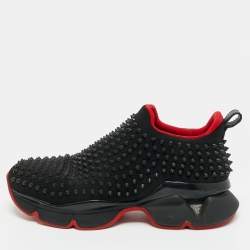 مملوكة مسبقًا Christian Louboutin Spike Size 41.5 Black Neoprene Sock Slip On Sneakers