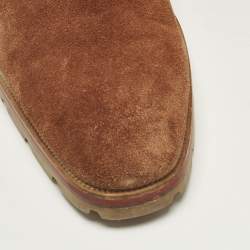 Pre Owned حذاء بوت كريستيان لوبوتان تشيلسى سويدي بني مقاس 45.5