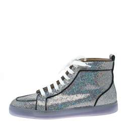 Pre Owned Christian Louboutin Glitter Disco Ball Rantus Orlato High Top Sneakers Size 42.5