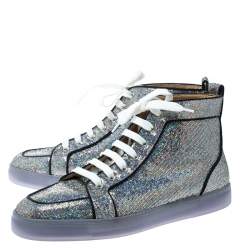 Pre Owned Christian Louboutin Glitter Disco Ball Rantus Orlato High Top Sneakers Size 42.5