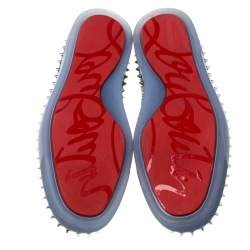 Pre Owned Christian Louboutin Glitter Disco Ball Spike Pik Boat Slip On Sneakers Size 42