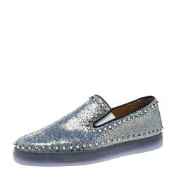 Christian Louboutin Glitter Disco Ball Spike Pik Boat Slip On Sneakers Size 42