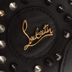 Christian Louboutin Black Leather Louis Spikes High Top Sneakers Size 41.5