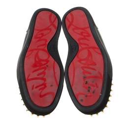 Pre Owned Christian Louboutin Black Leather Rush Spike Lace Up Sneakers Size 40