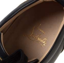 Pre Owned Christian Louboutin Black Leather Rush Spike Lace Up Sneakers Size 40