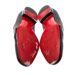 Christian Louboutin Multicolor Patent Leather and Wool Officer Loafers Size 44