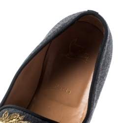 Christian Louboutin Multicolor Patent Leather and Wool Officer Loafers Size 44