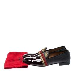 Christian Louboutin Multicolor Patent Leather and Wool Officer Loafers Size 44