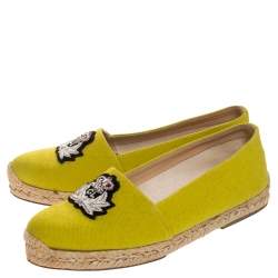 Christian Louboutin Yellow Canvas Nanou Crest Espadrilles Size 38