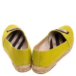 Christian Louboutin Yellow Canvas Nanou Crest Espadrilles Size 38