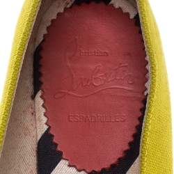 Christian Louboutin Yellow Canvas Nanou Crest Espadrilles Size 38