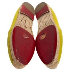Christian Louboutin Yellow Canvas Nanou Crest Espadrilles Size 38