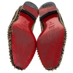 Pre Owned حذاء كريستيان لوبوتان سبايك سليب أون شعر عجل مطبوع نقشة الفهد مقاس 42